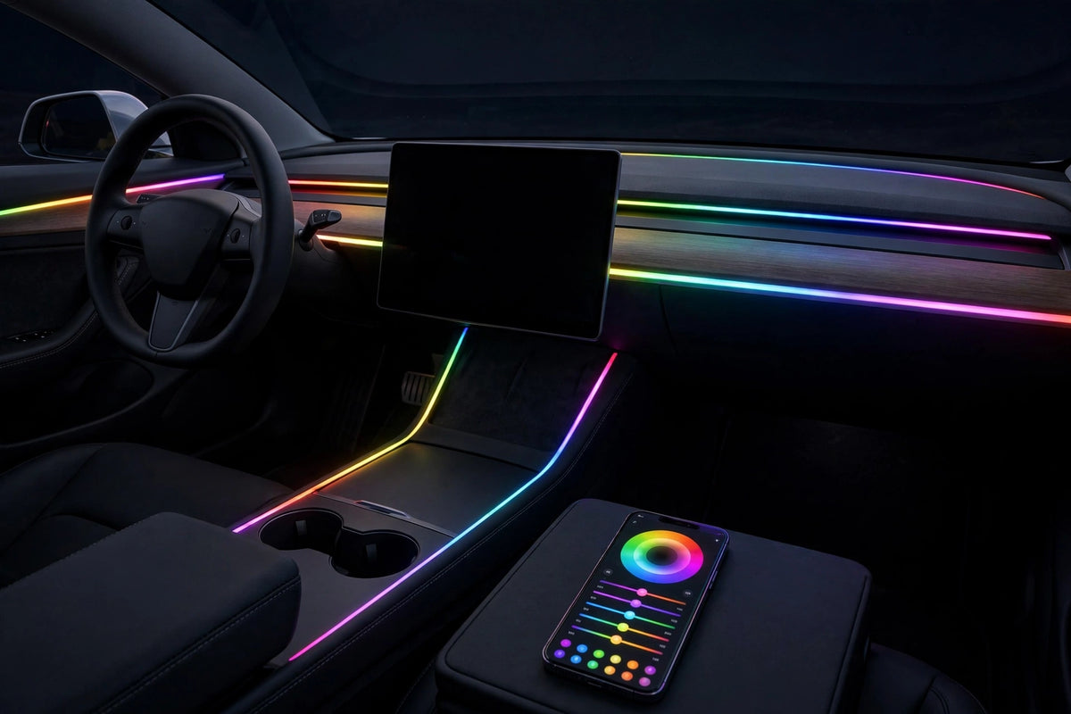 GlowRide DreamColor Interior Light Kit for Tesla — 10-in-1